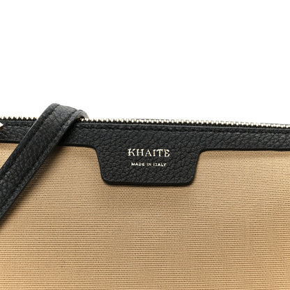 Khaite Canvas Calfskin Medium Lina Crossbody Bag Black Honey 6 of 9