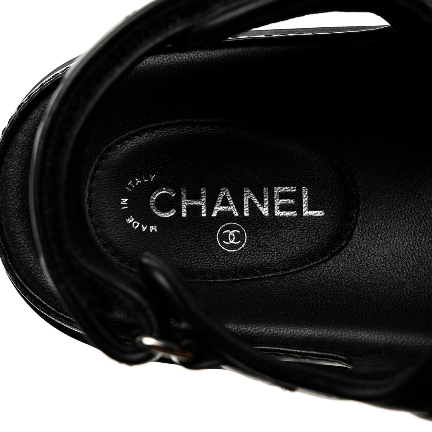 Chanel Lambskin Velcro Dad Sandals 37 So Black 6 of 9