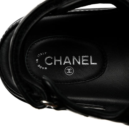 Chanel Lambskin Velcro Dad Sandals 37 So Black 6 of 9