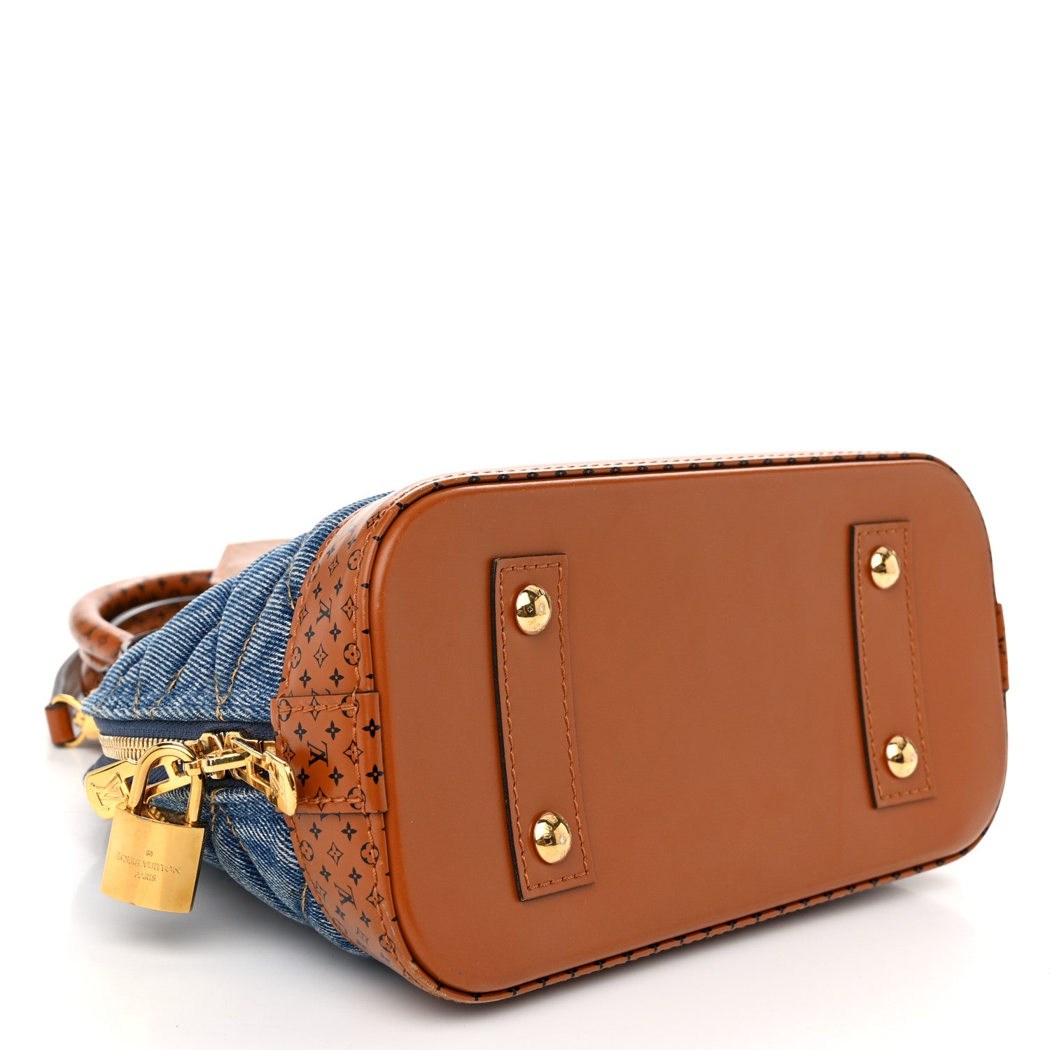 Louis Vuitton Denim Calfskin Reverse Monogram Malletage Alma BB Blue 4 of 10