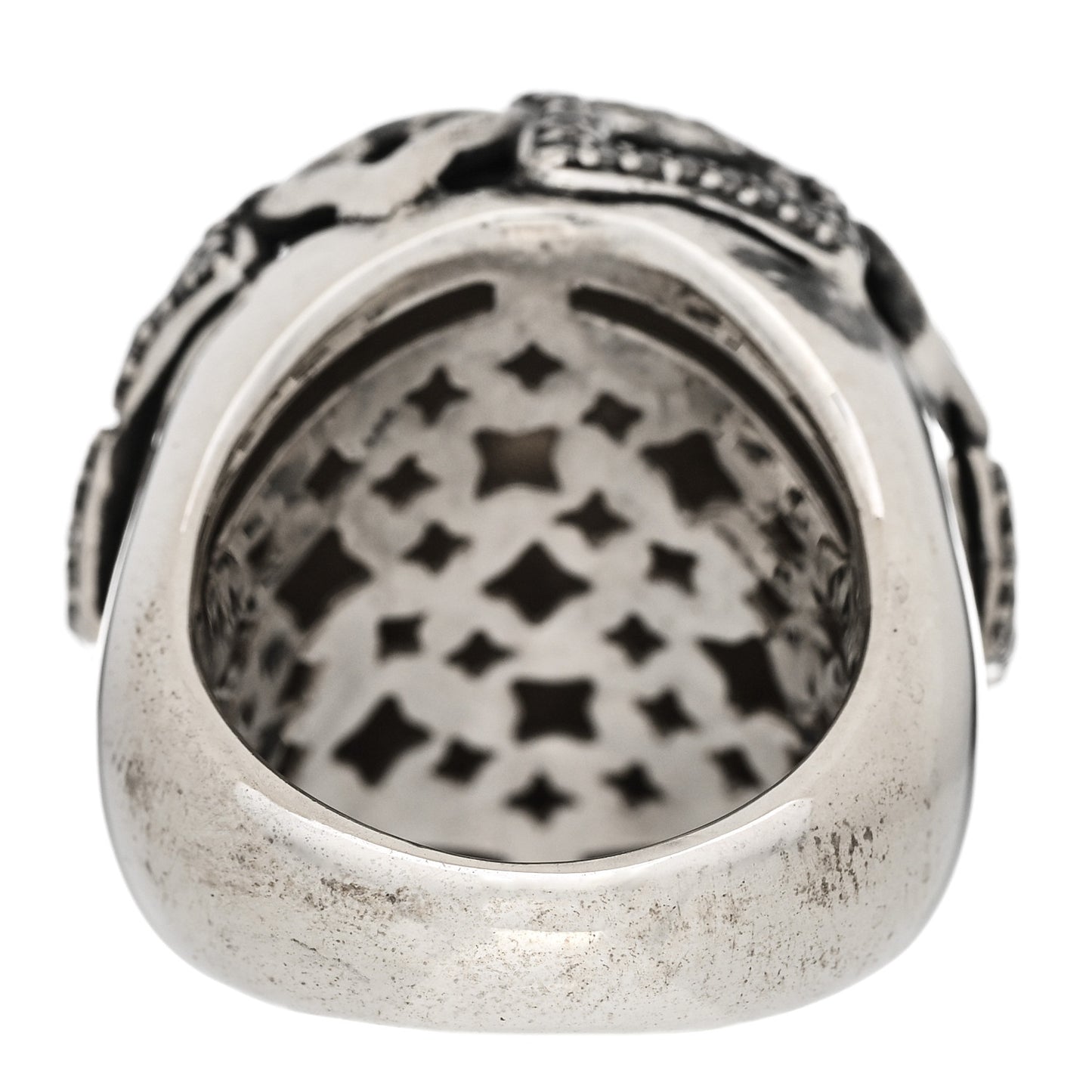 Sterling Silver Diamond Quatrefoil Dome Ring 51 5.75
