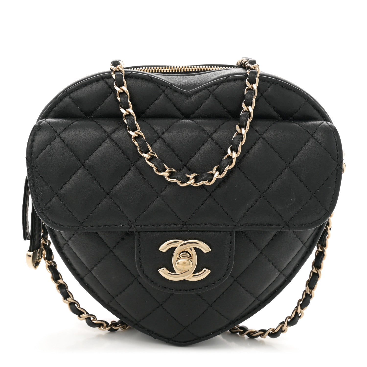 Chanel Lambskin Quilted CC In Love Heart Bag Black 1 of 12
