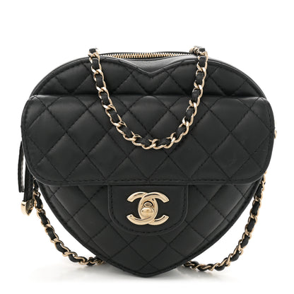 Chanel Lambskin Quilted CC In Love Heart Bag Black 1 of 12