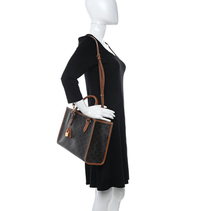 Celine Triomphe Canvas Calfskin Mini Horizontal Cabas Tan 2 of 12
