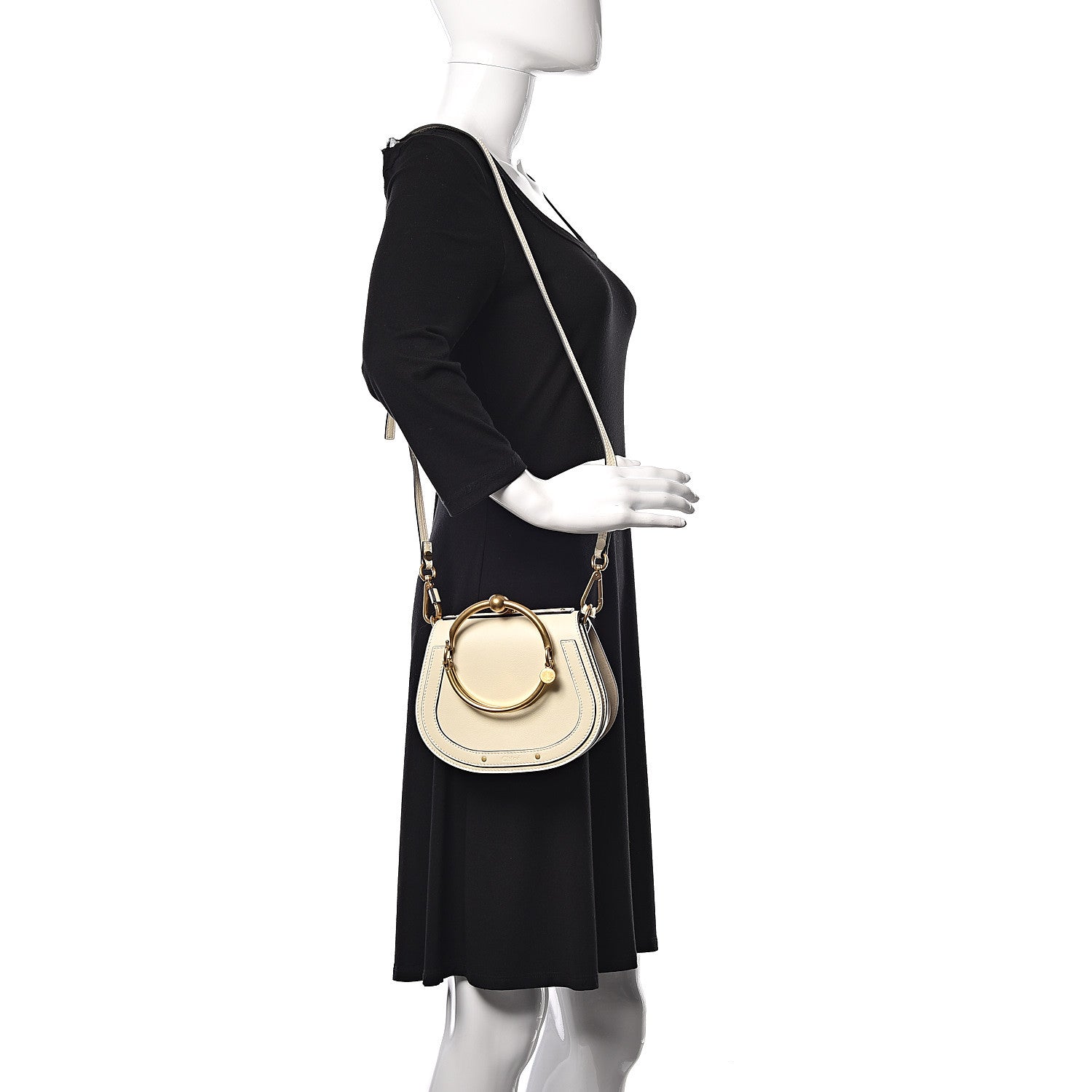 Chloe Calfskin Suede Small Nile Bracelet Bag Off White 2 of 10
