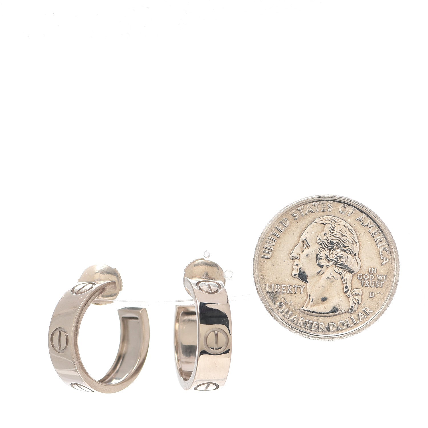 Cartier 18K White Gold 5.5mm LOVE Hoop Earrings 2 of 6