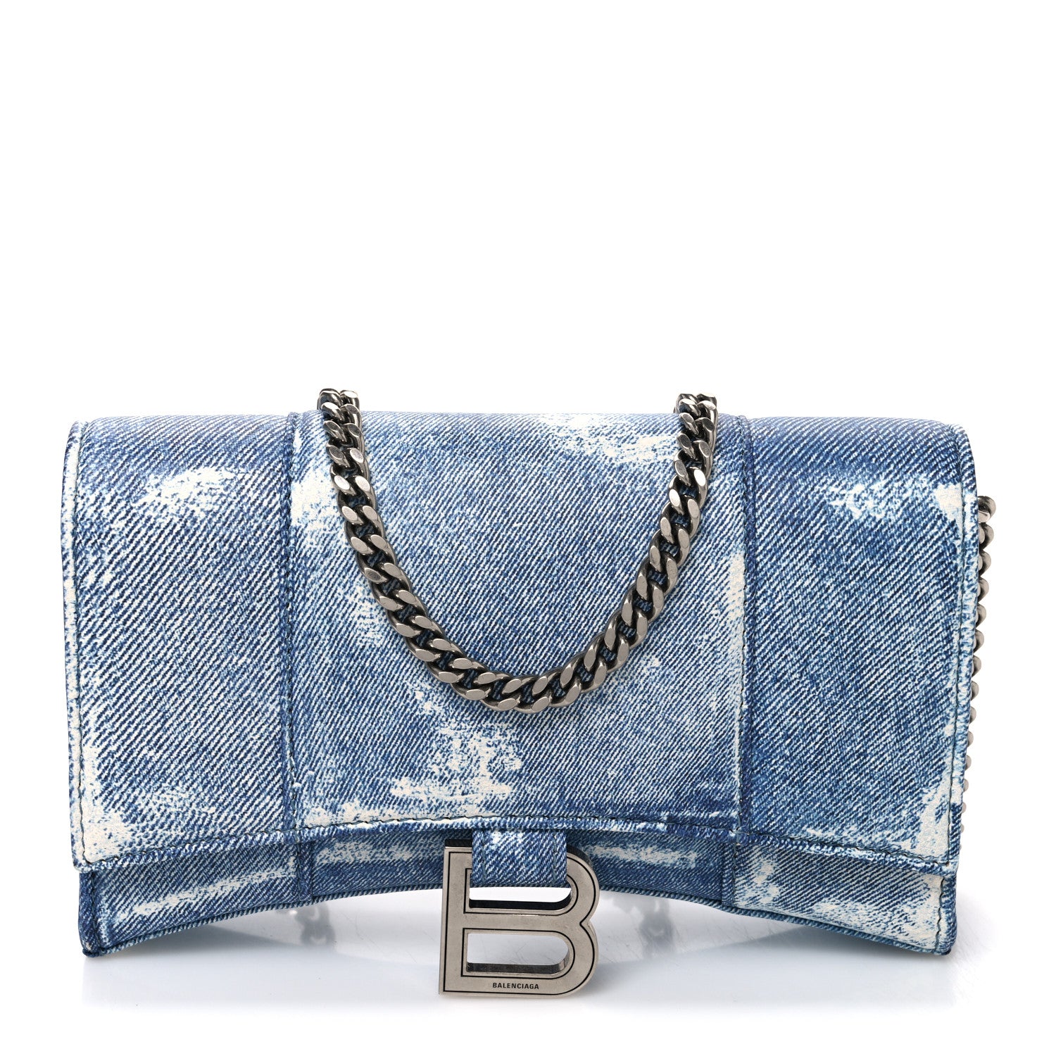 Balenciaga Nappa Denim Printed Hourglass Chain Bag Denim Blue 1 of 9
