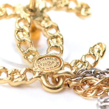 Chanel Crystal CC Chain Cuff Single Earring Gold Silver 4 of 4