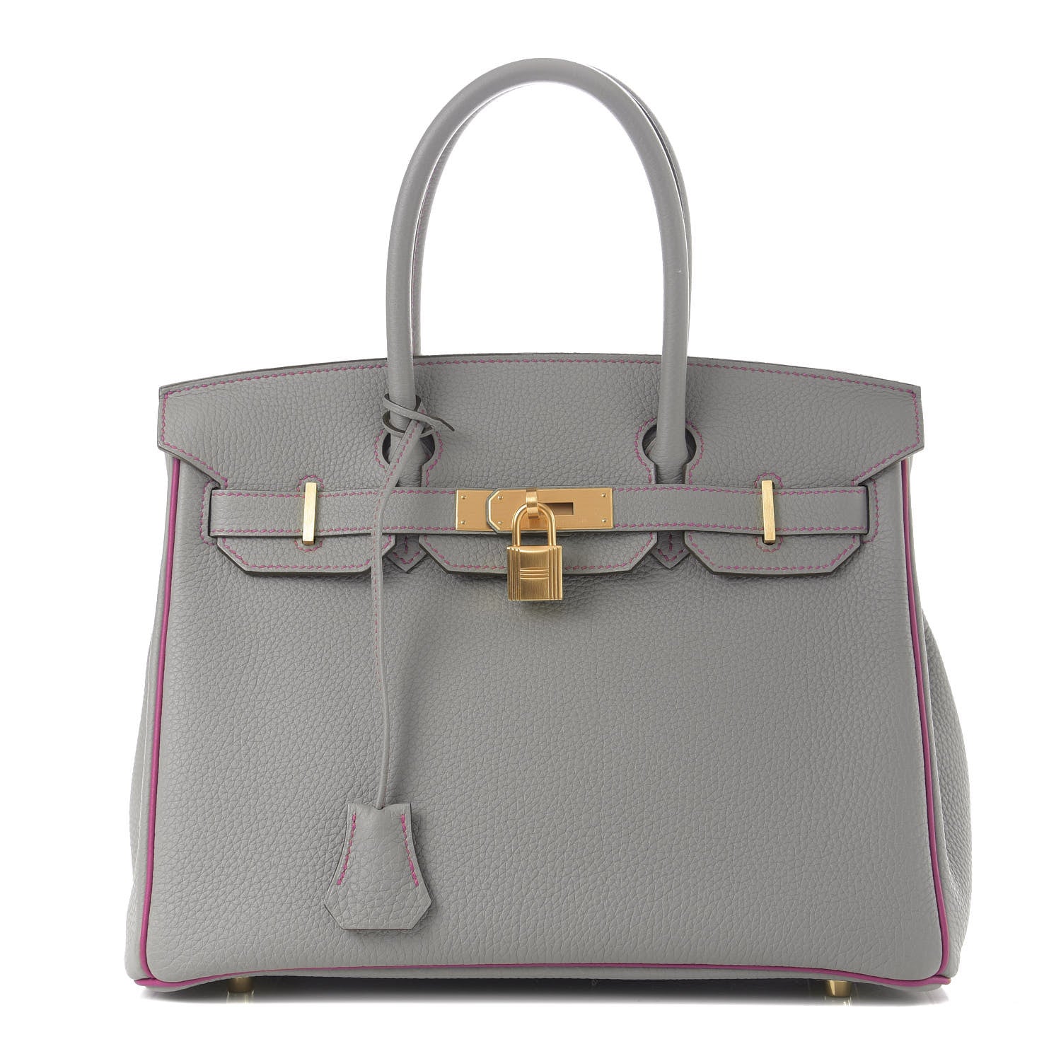 Hermes Togo Horseshoe Birkin 30 Gris Mouette Rose Pourpre 1 of 11