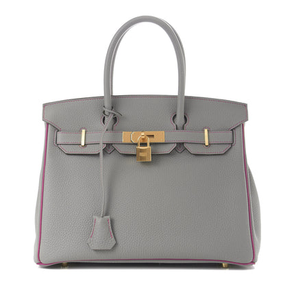 Hermes Togo Horseshoe Birkin 30 Gris Mouette Rose Pourpre 1 of 11