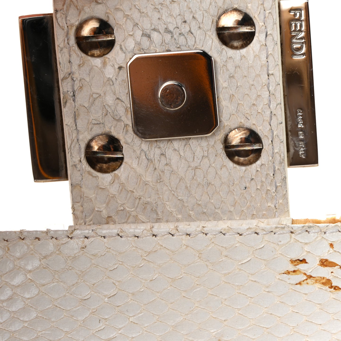 Sequin Paillettes Snakeskin Baguette White