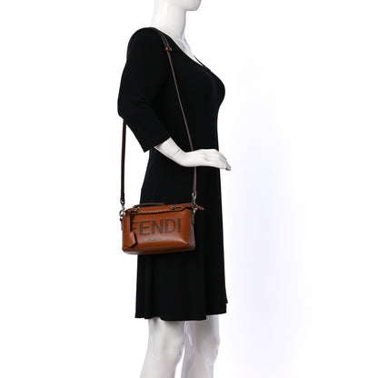 Fendi Vitello King Logo Embossed Mini By The Way Boston Bag Cuoio 2 of 10