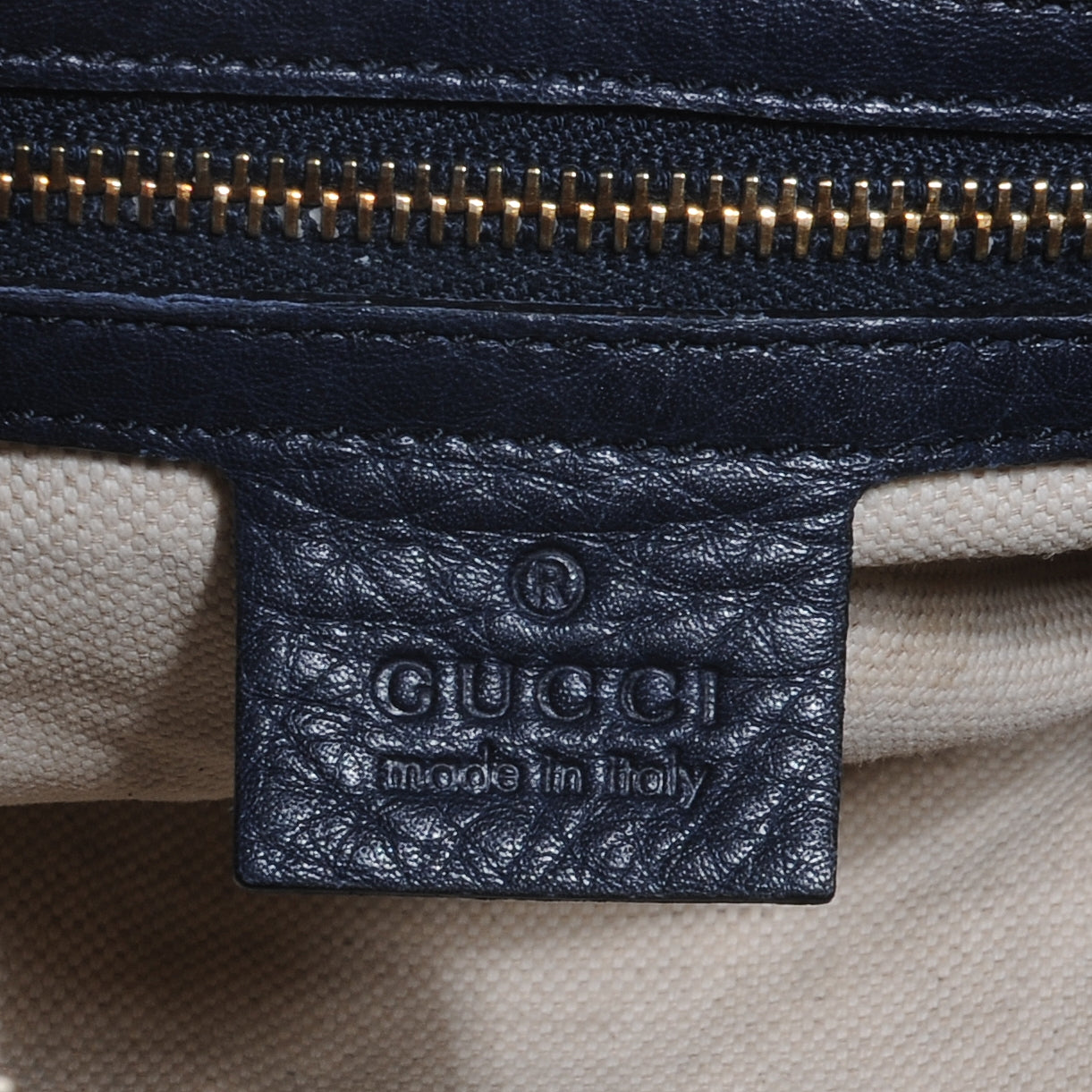 Gucci Calfskin Vintage Web Medium Boston Navy 7 of 8