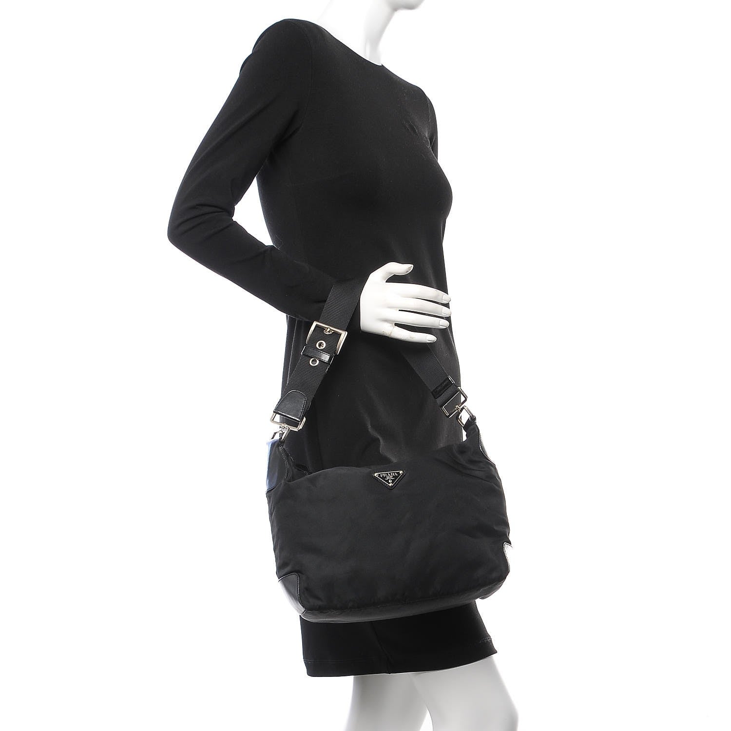Prada Nylon Vela Shoulder Bag Black 2 of 7