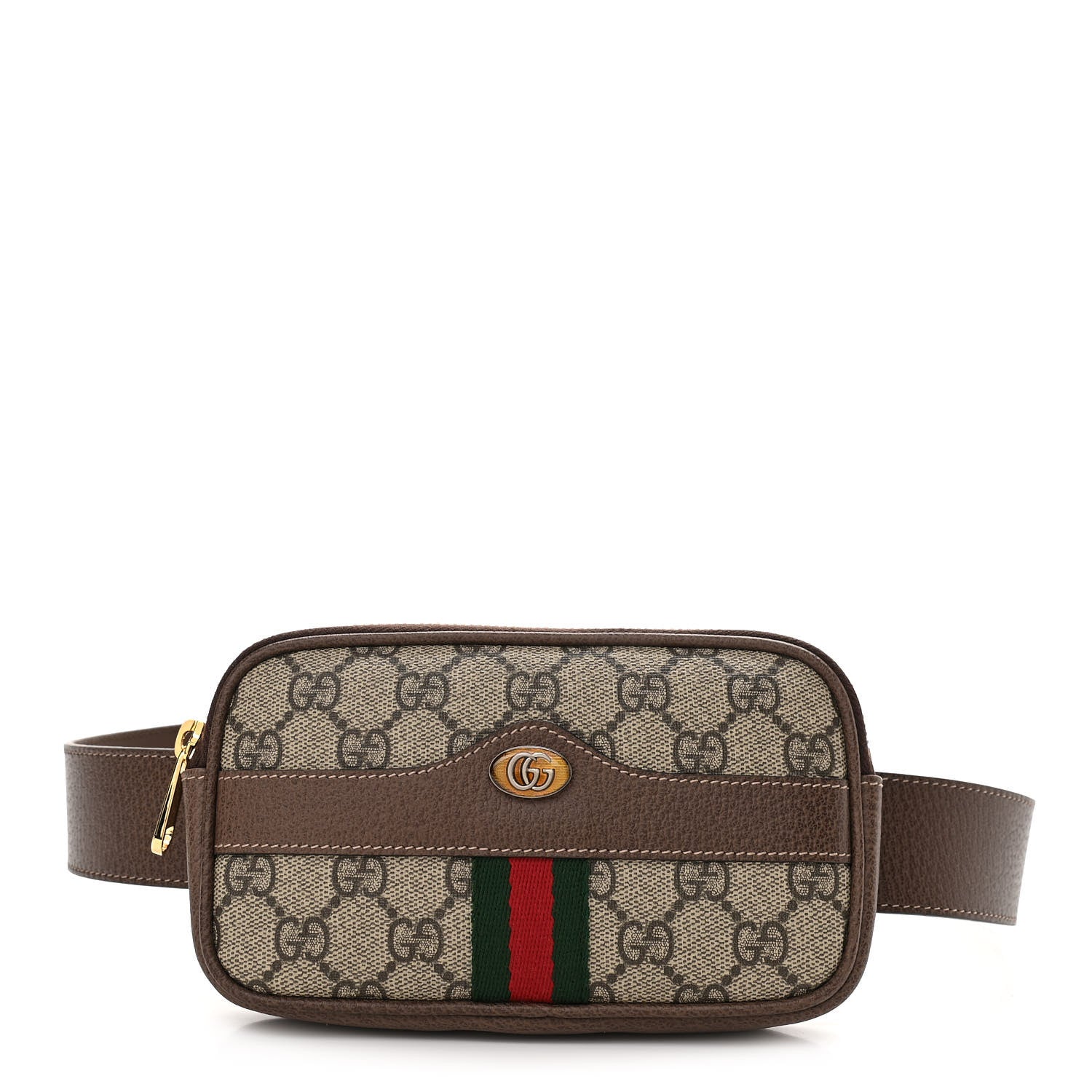 Gucci GG Supreme Monogram Web Ophidia Belted iPhone Case 85 34 Dark Brown 1 of 11