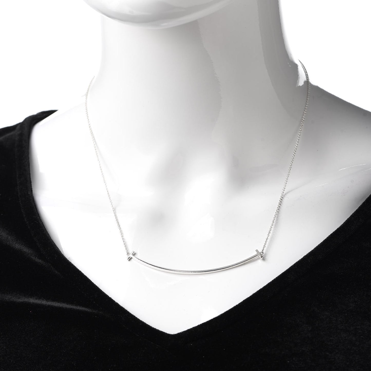 Sterling Silver Large T Smile Pendant Necklace