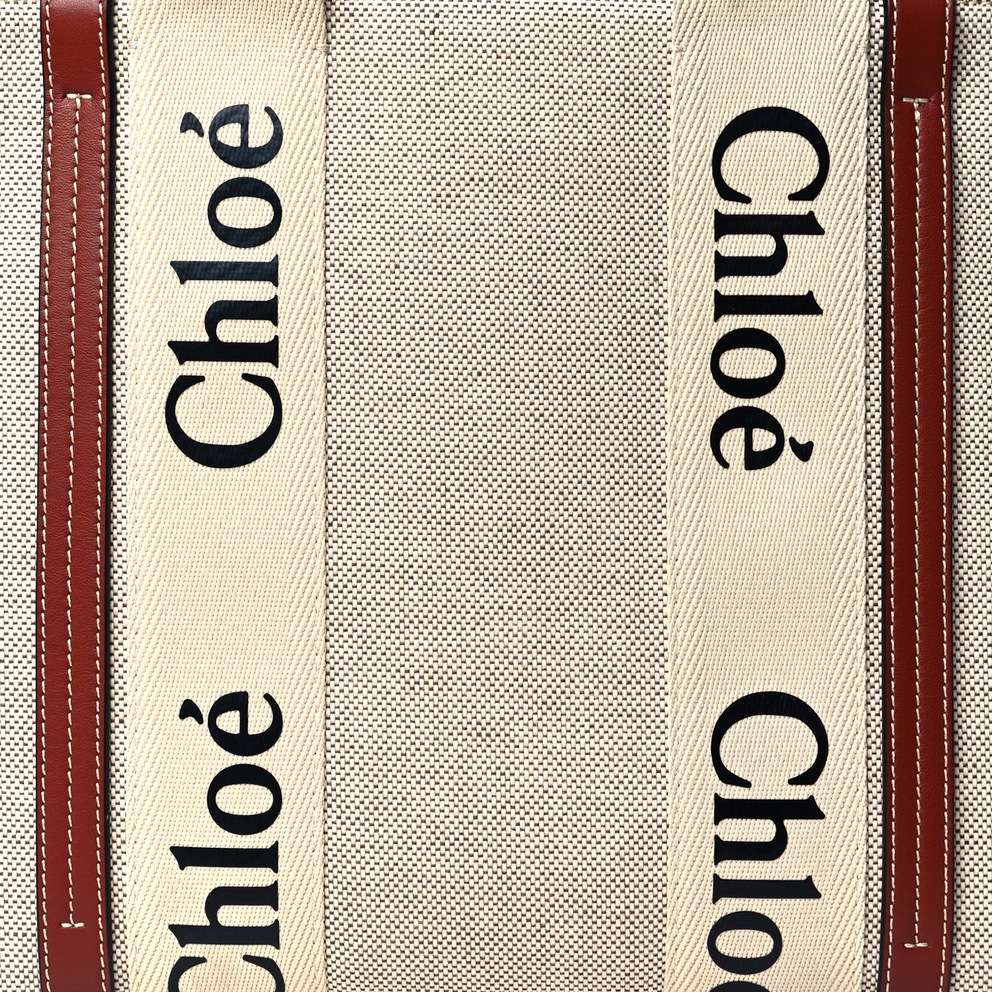 Cotton Calfskin Medium Woody Ribbon Tote White Brown
