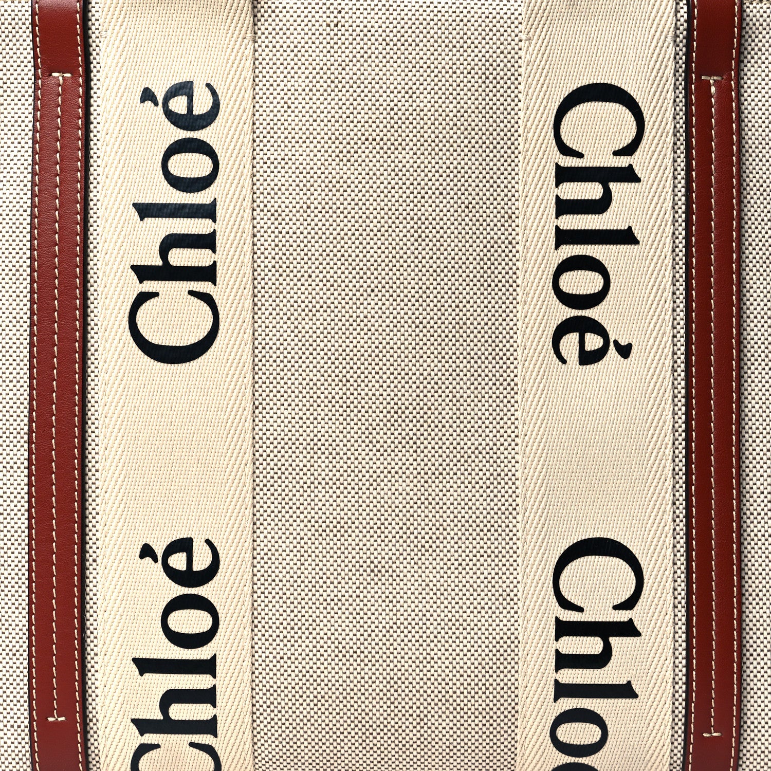 Chloe Cotton Calfskin Medium Woody Ribbon Tote White Brown 8 of 10