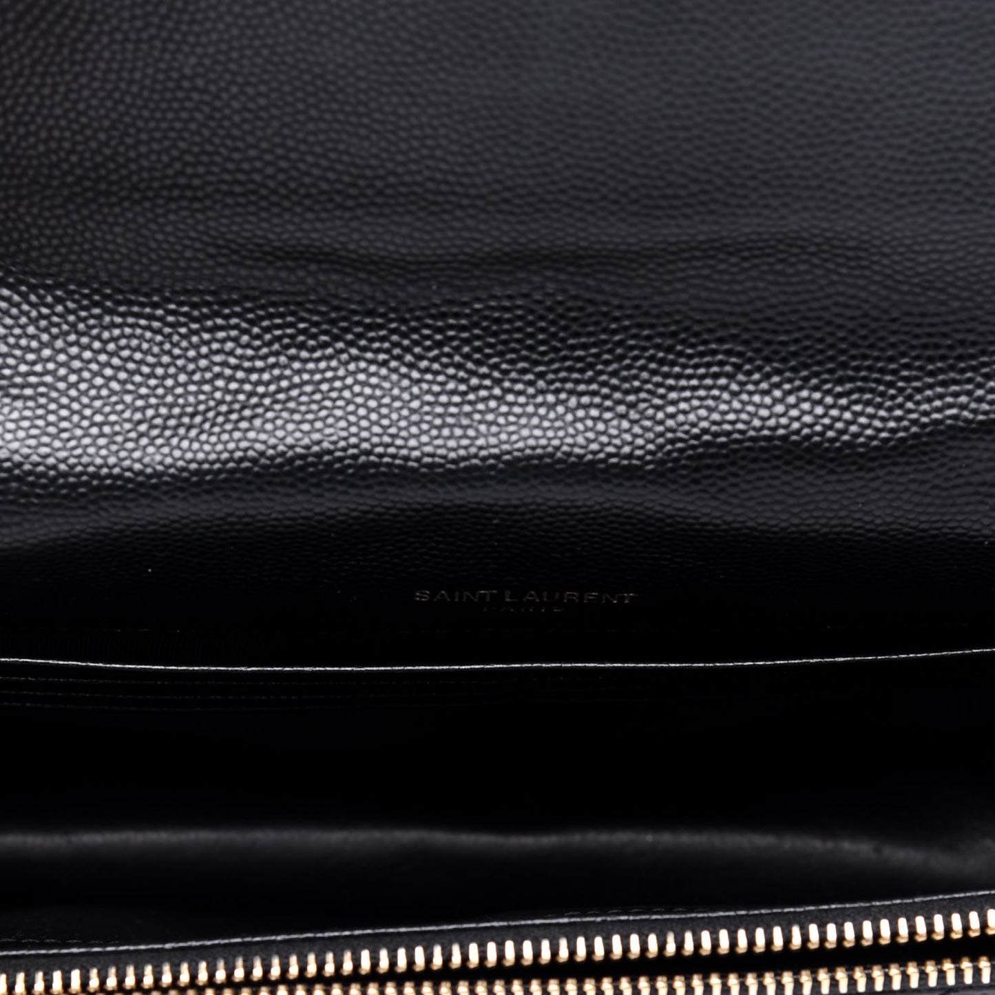 Grain De Poudre Matelasse Chevron Monogram Envelope Chain Wallet Black
