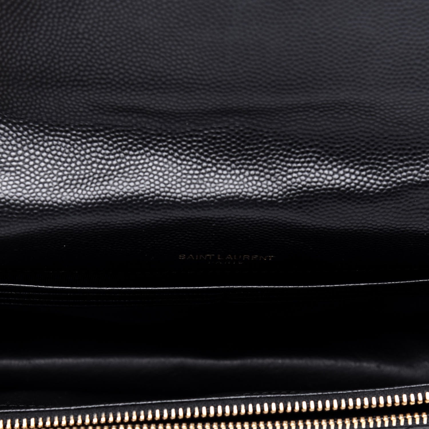 Saint Laurent Grain De Poudre Matelasse Chevron Monogram Envelope Chain Wallet Black 5 of 14