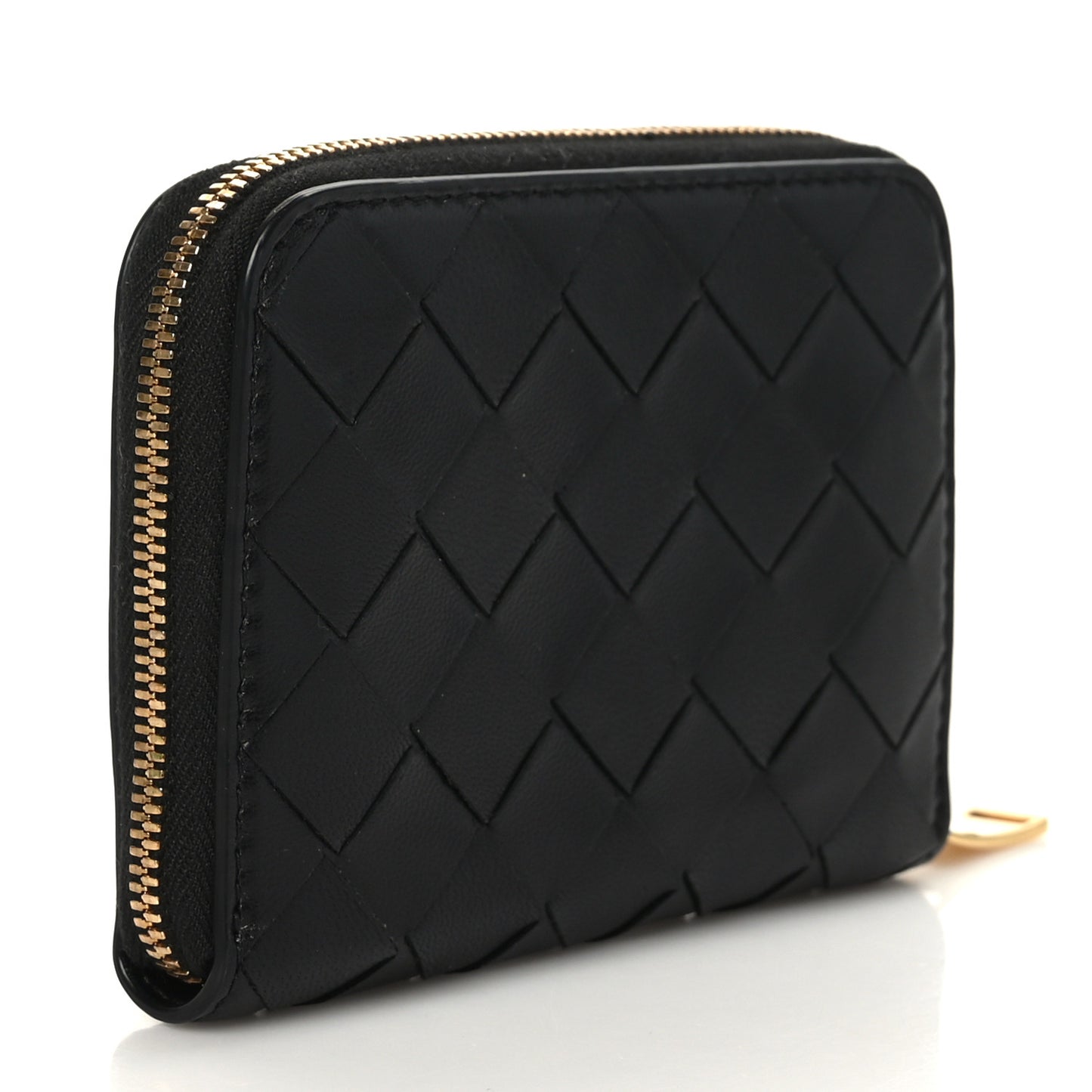 Nappa Intrecciato Zip Around Coin Purse Black