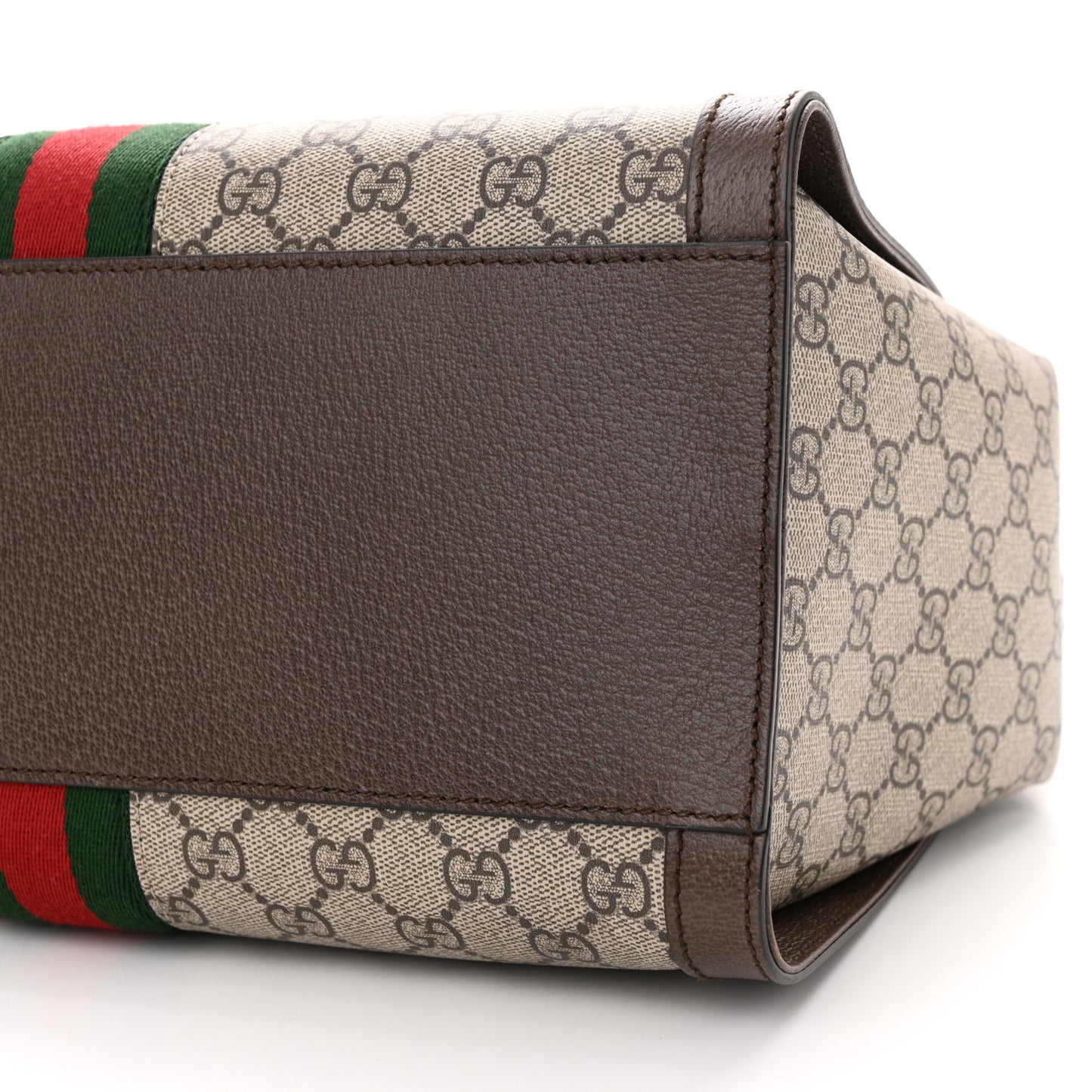 GG Supreme Monogram Web Medium Ophidia Tote Bag Brown
