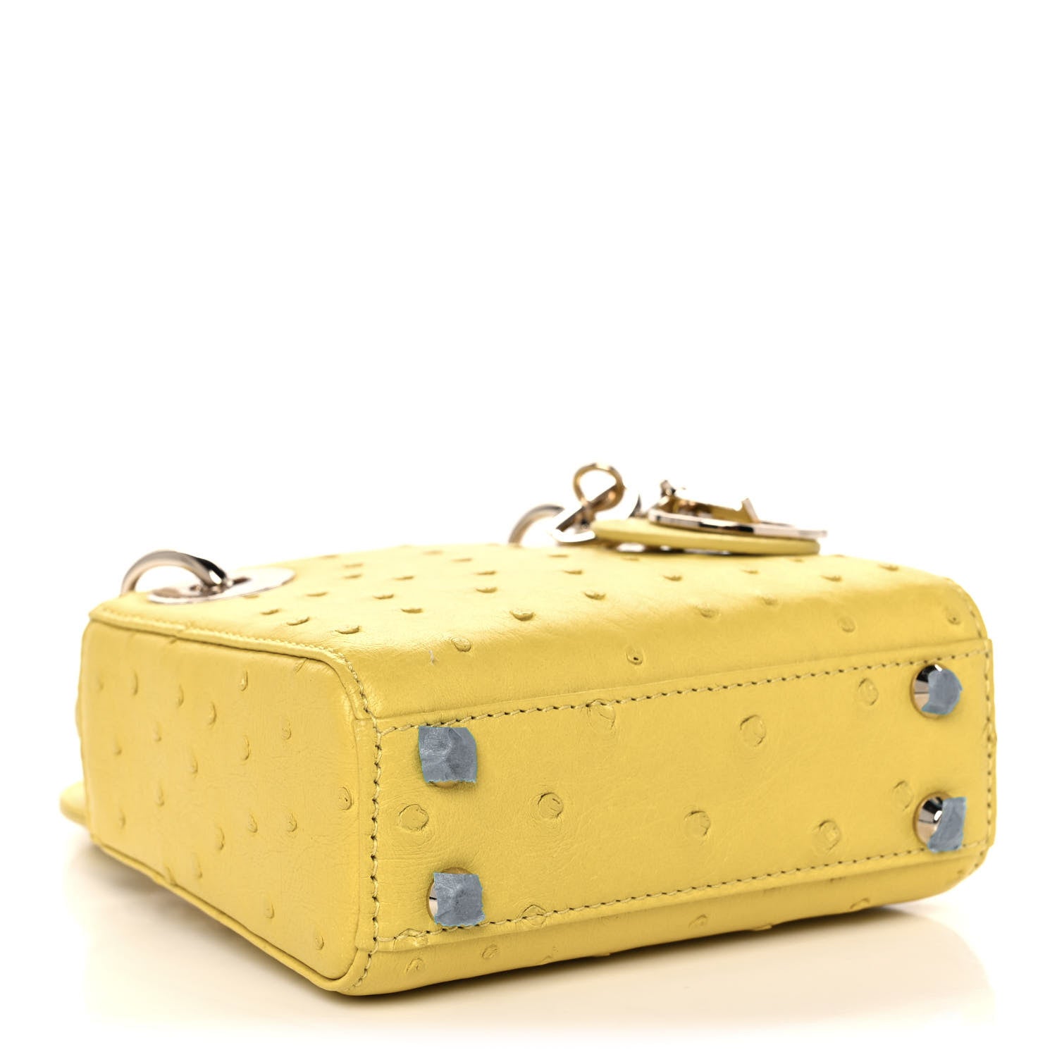 Christian Dior Ostrich Micro Lady Dior Yellow 8 of 19