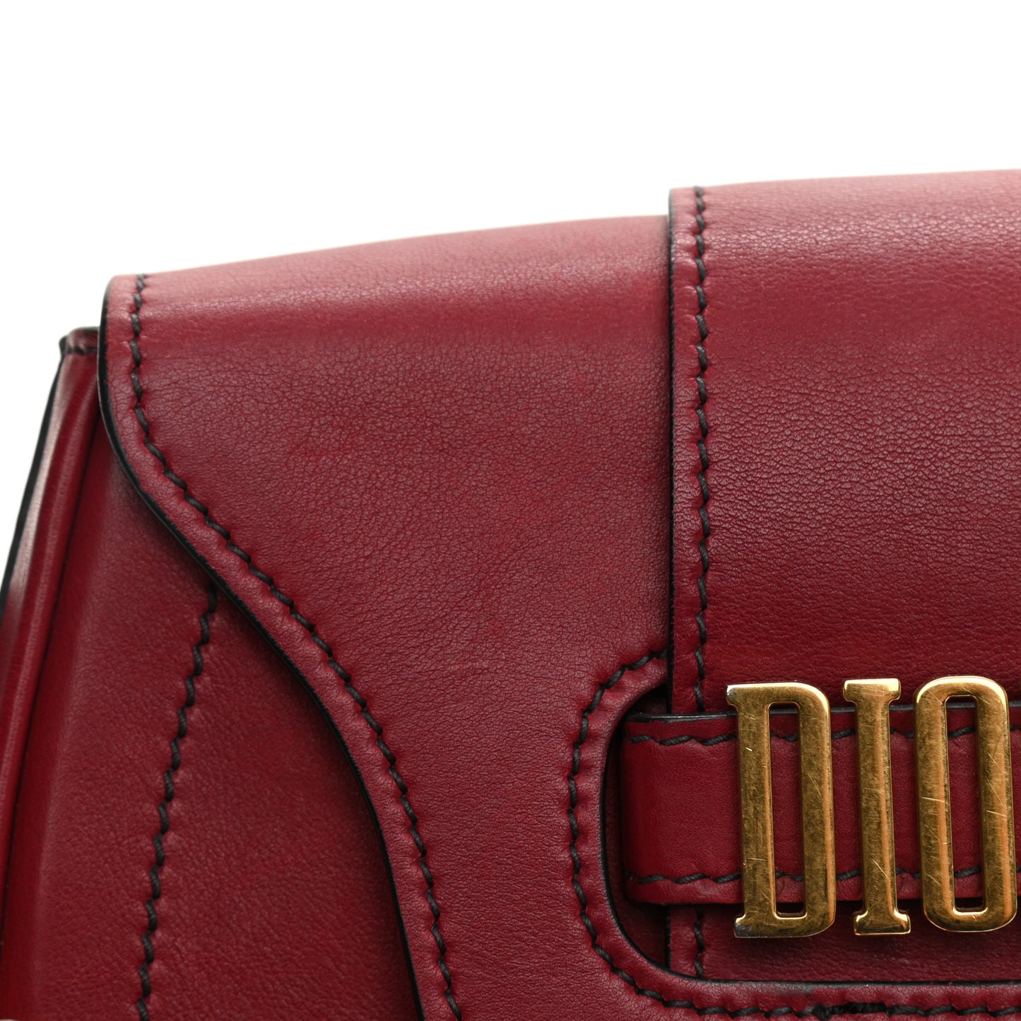 Calfskin D Fence Saddle Bag Black Red