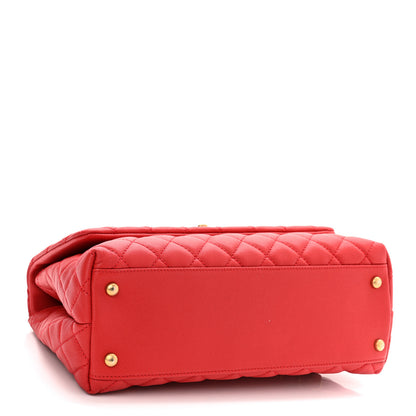 Chanel Caviar Quilted Small Coco Handle Flap Red 4 of 10