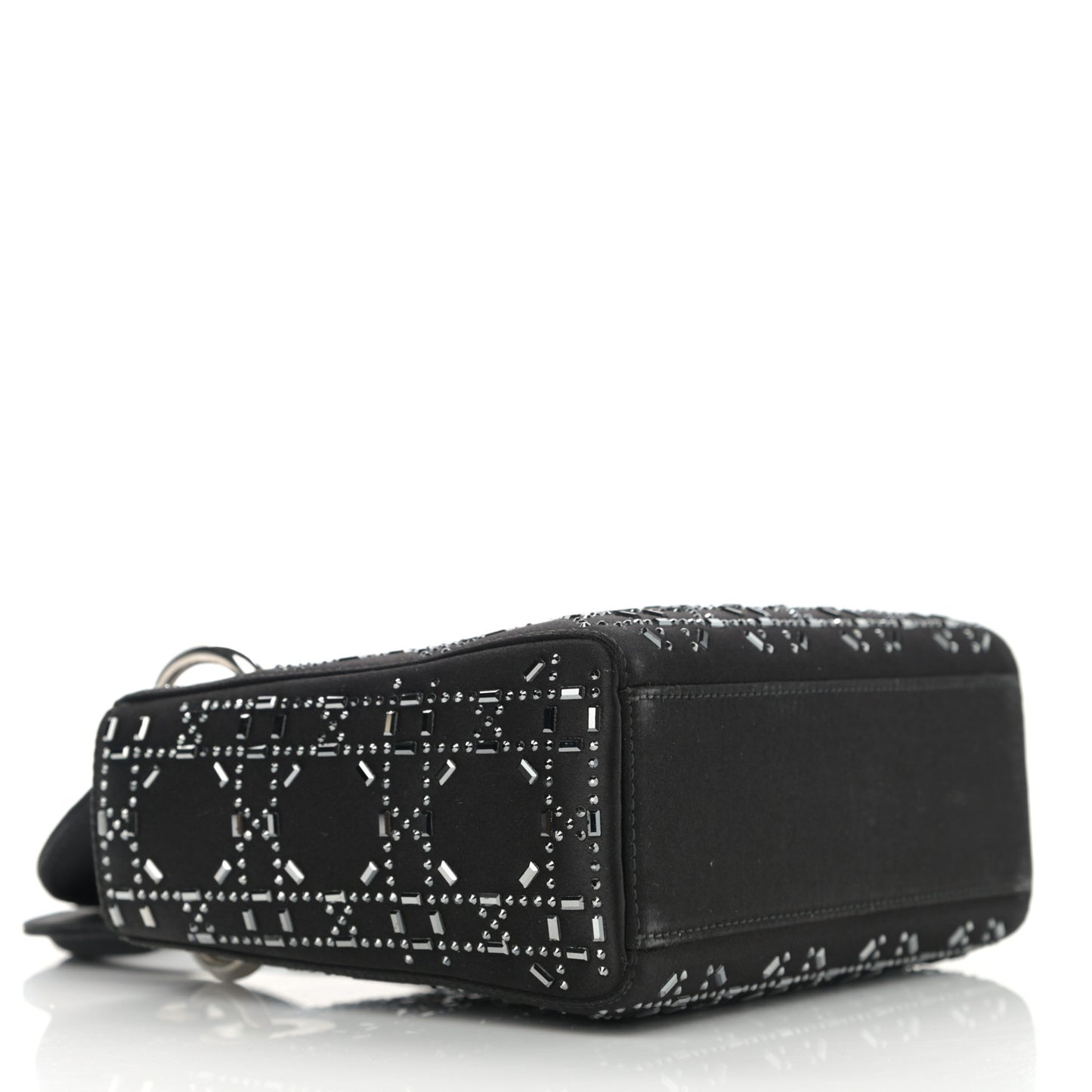 Satin Crystal Cannage Mini Lady Dior Black