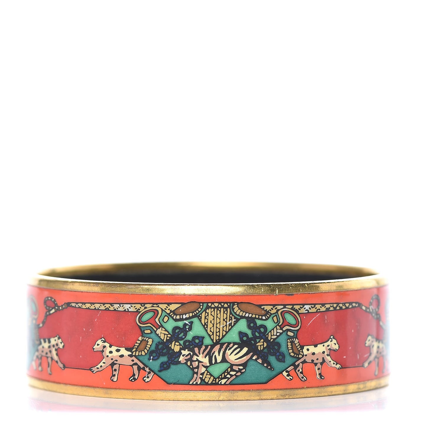 Enamel Printed Wide Snow Leopards Bracelet 65