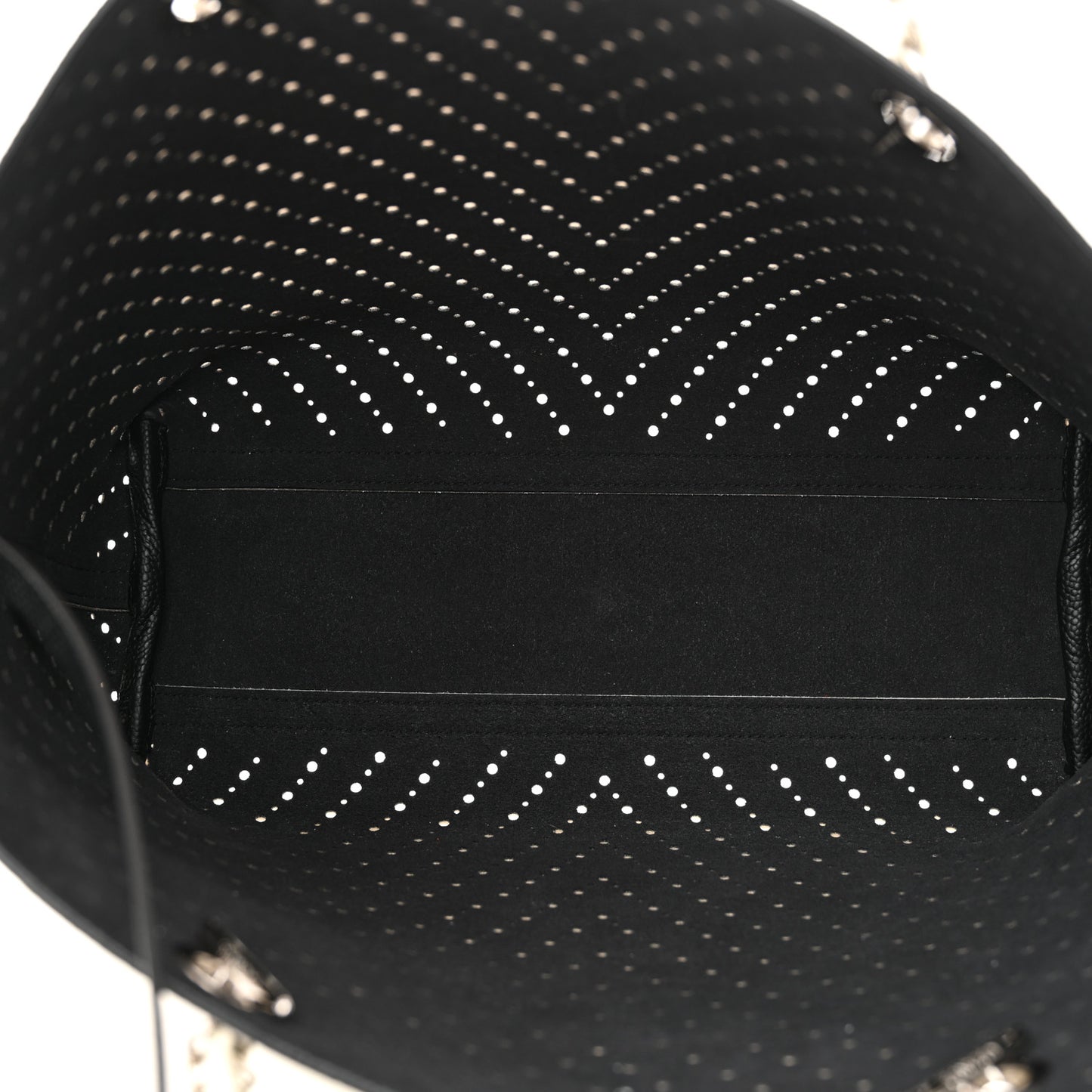Perforated Grained Calfskin Large Shopping Tote White
