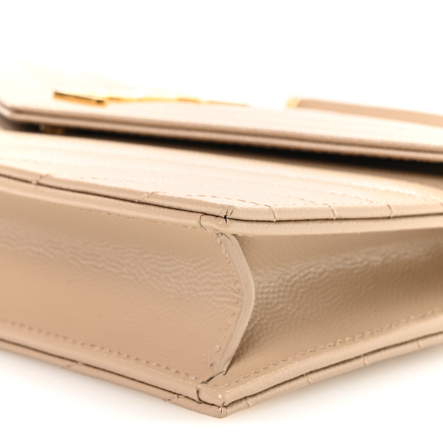 Saint Laurent Grain De Poudre Matelasse Chevron Monogram Envelope Chain Wallet Dark Beige 10 of 11