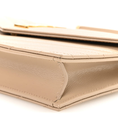 Saint Laurent Grain De Poudre Matelasse Chevron Monogram Envelope Chain Wallet Dark Beige 10 of 11