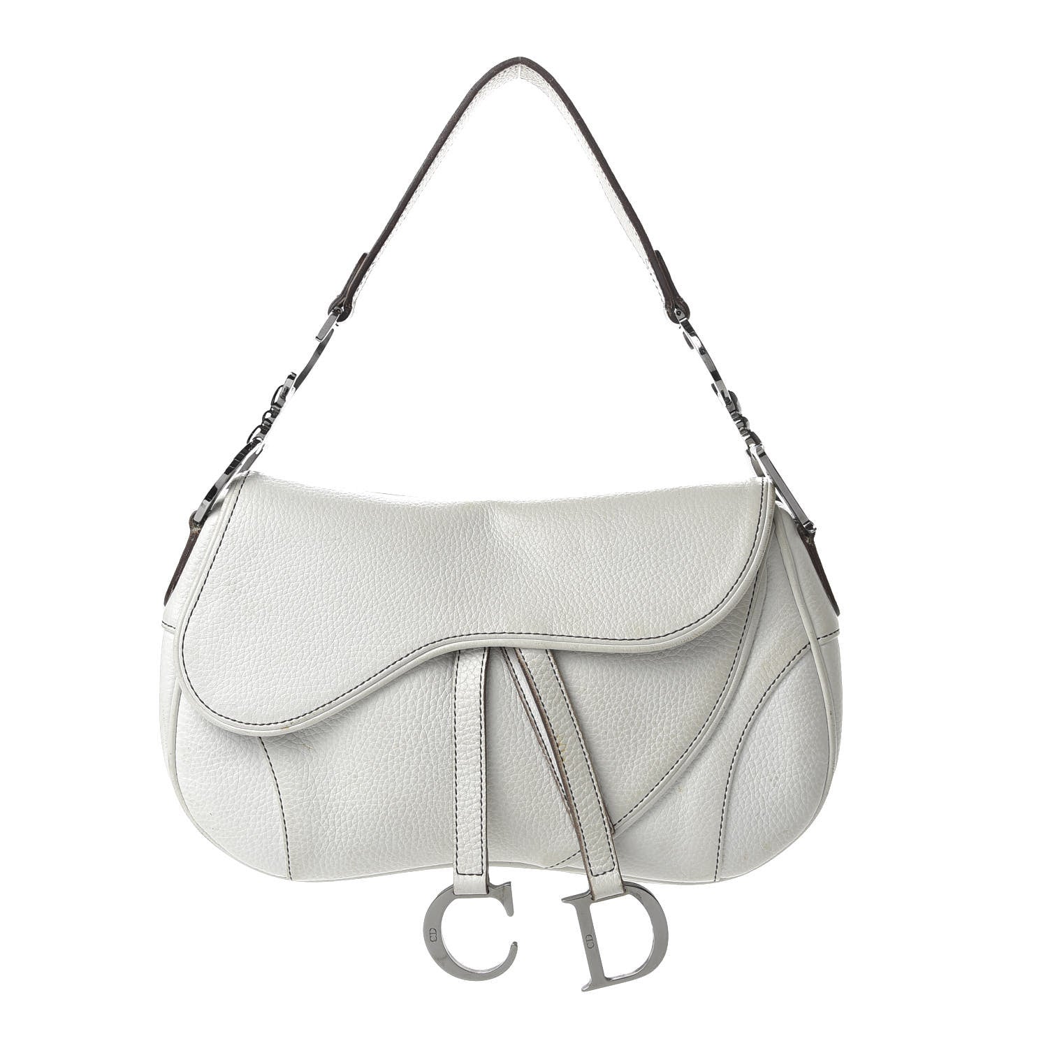 Christian Dior Calfskin Double Saddle Bag White 1 of 10