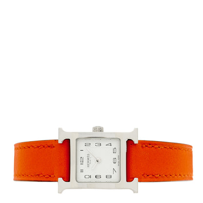Hermes Stainless Steel Swift 17.2mm Heure H Hour Watch Orange 2 of 4