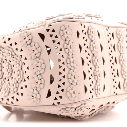 Alaia Calfskin Laser Cut Floral Studded Rose-Marie 19 Bag Sable 9 of 11