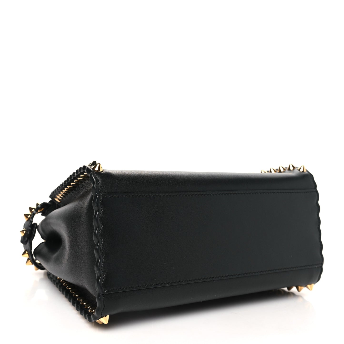 Vitello Seta Shiny Nappa Scalloped Studded Mini Peekaboo Iconic Satchel Black