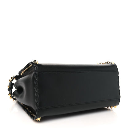 Fendi Vitello Seta Shiny Nappa Scalloped Studded Mini Peekaboo Iconic Satchel Black 4 of 11