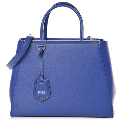 Fendi Vitello Elite Medium 2Jours Tote Blue Neon 1 of 11