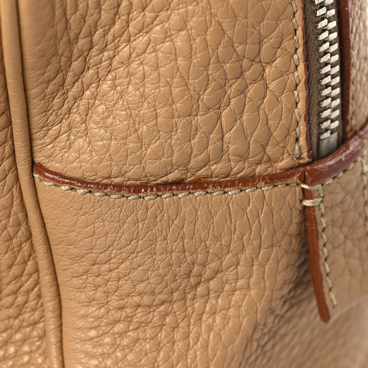 Prada Vitello Daino Embossed Logo Bowler Sughero 9 of 12