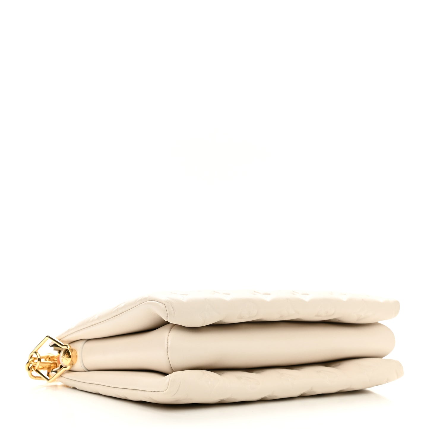Lambskin Embossed Monogram Coussin PM Beige Cream