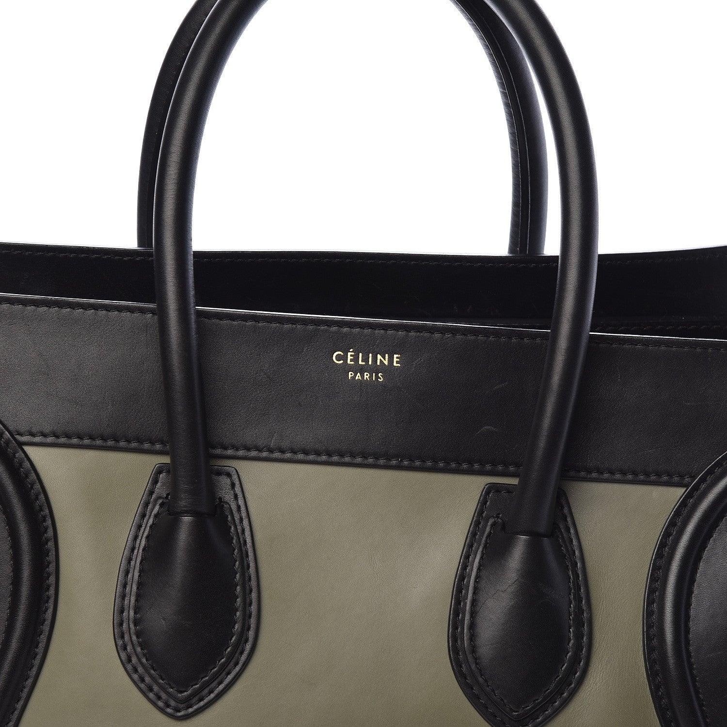Celine Satin Calfskin Suede Mini Tri-Color Luggage Almond 9 of 13