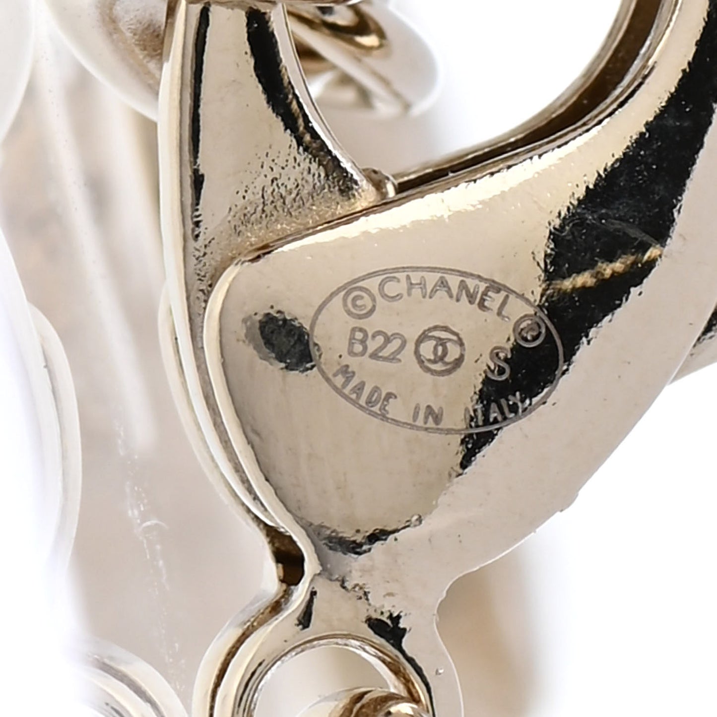 Enamel Metal CC Chain Bracelet Gold White