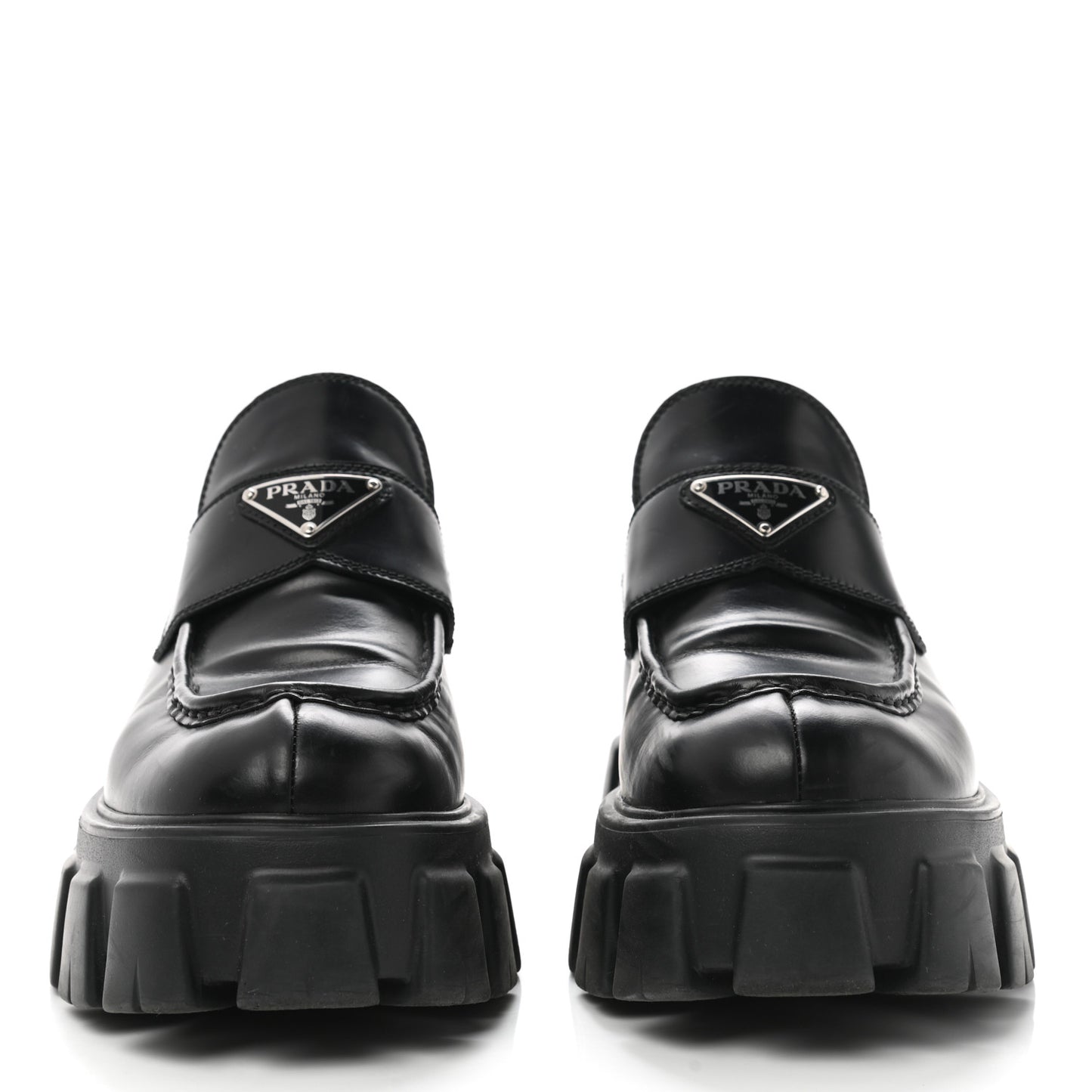 Spazzolato Rois Metal Triangle Logo Monolith 55mm Loafers 41 Black