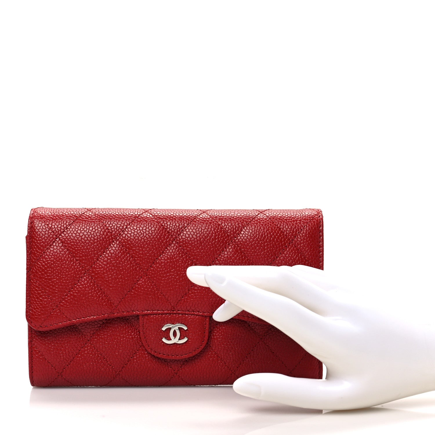 Chanel Caviar Quilted Long Flap Wallet Red 2 of 6