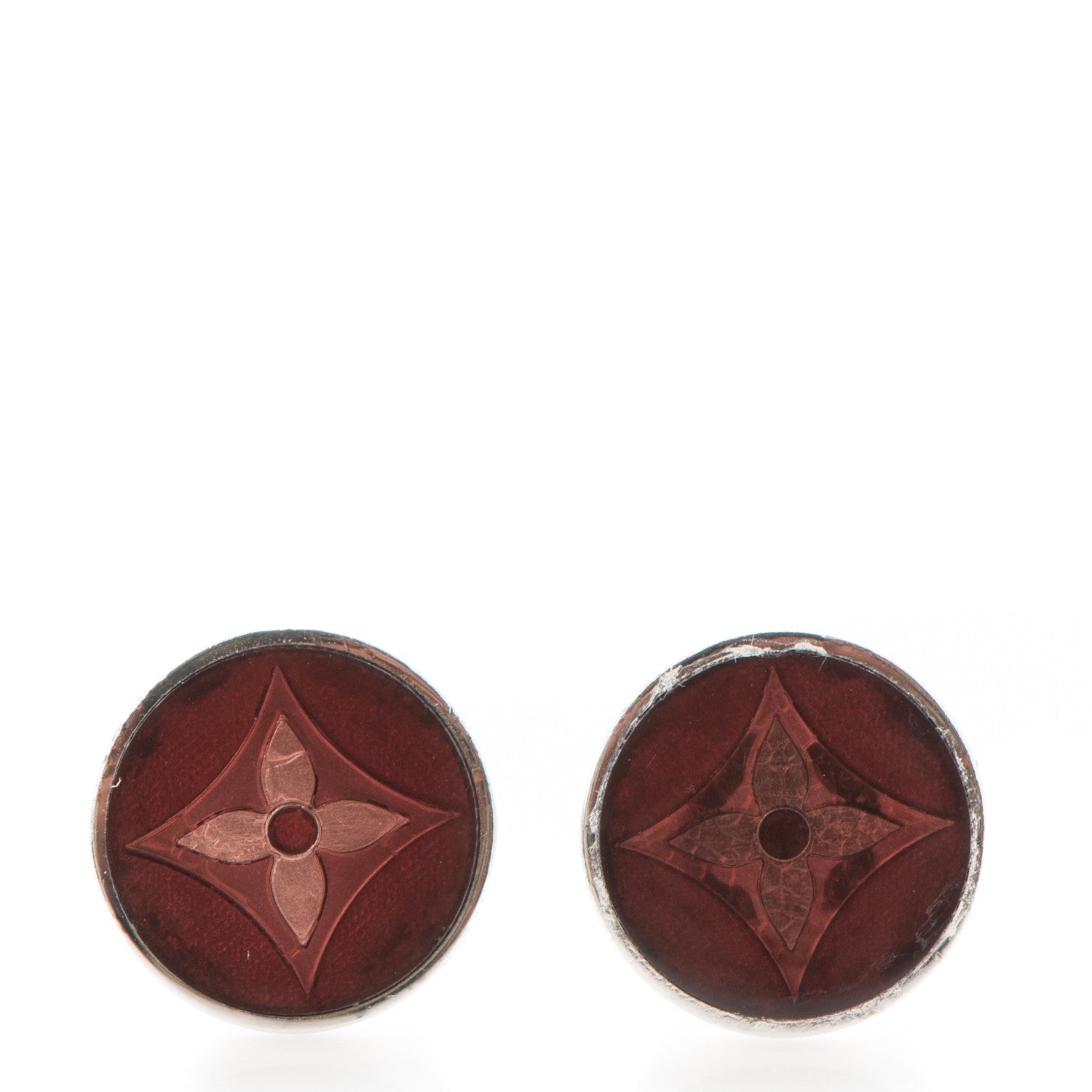 Louis Vuitton Sterling Silver Resin Fleur Motif Cufflinks Ebene 1 of 6