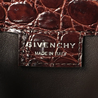 Givenchy Calfskin Crocodile Embossed Large Cut Out Shoulder Bag Brown 6 of 10