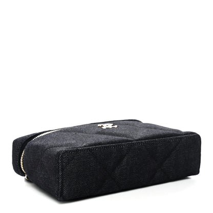 Chanel Denim Quilted Top Handle Slim Vanity Case With Chain Dark Blue 4 of 10
