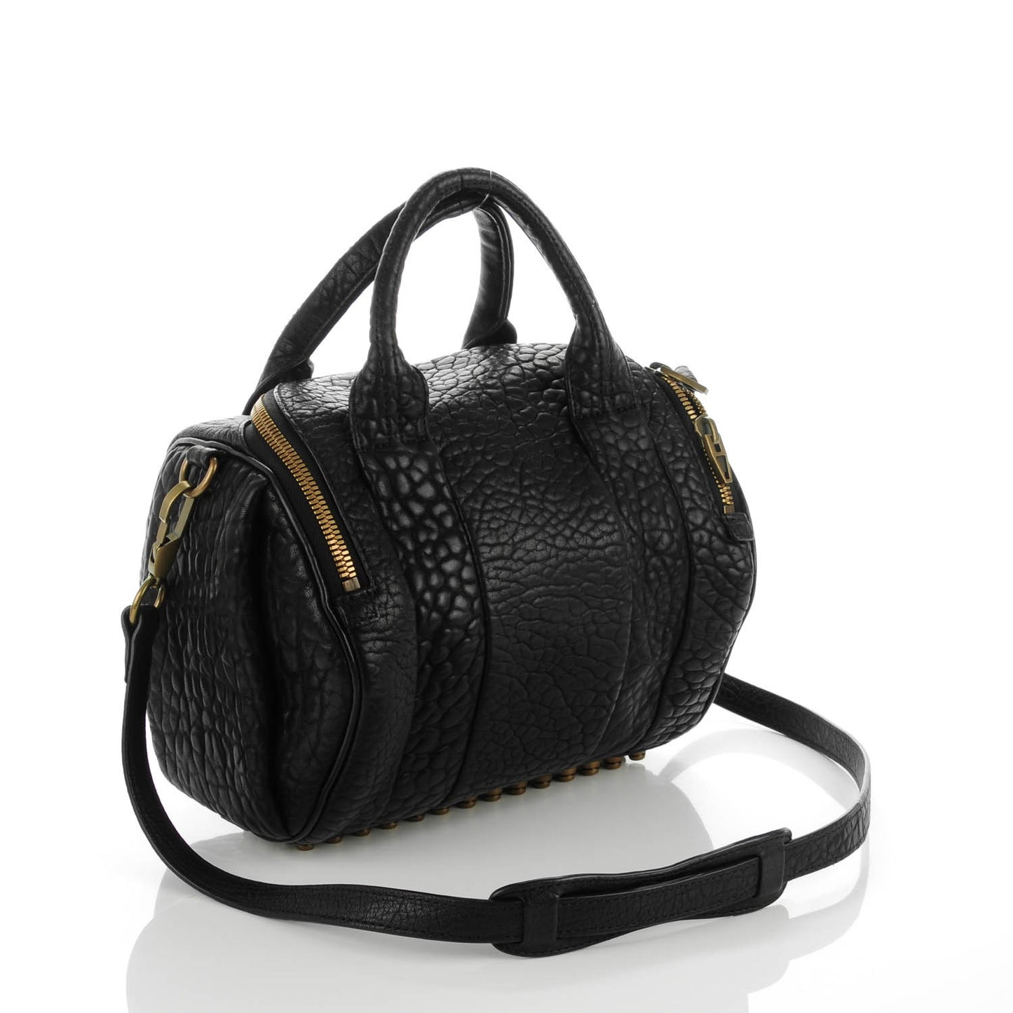 Pebbled Lambskin Rockie Black Antique Brass Hardware